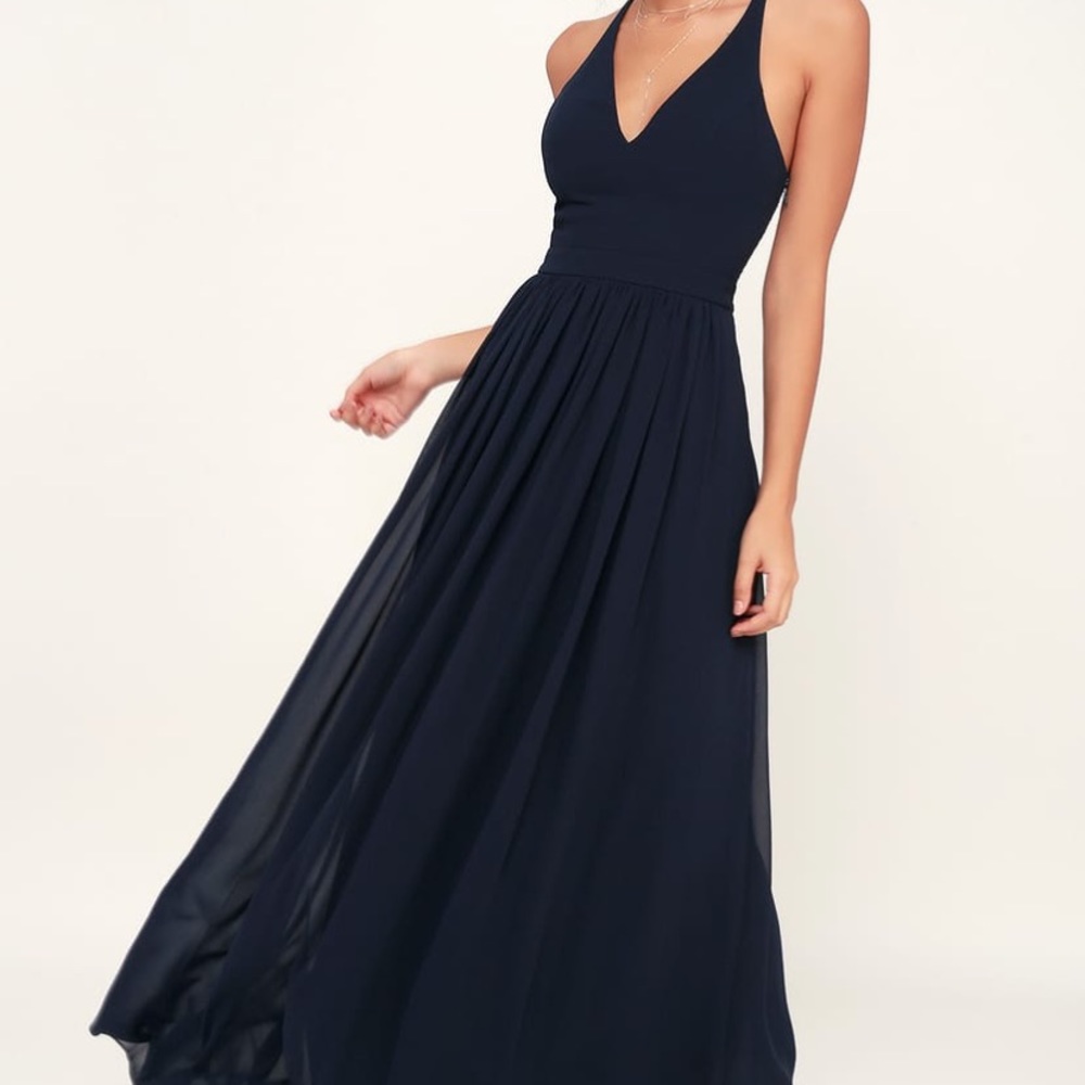 Lulus floor length navy blue dress
